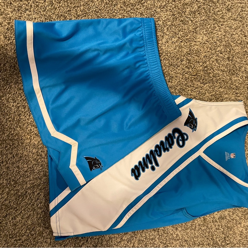 NFL Carolina Panthers Blue and White Cheerleader Outfit